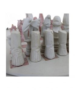Scacchiera e scacchi in pietra saponaria